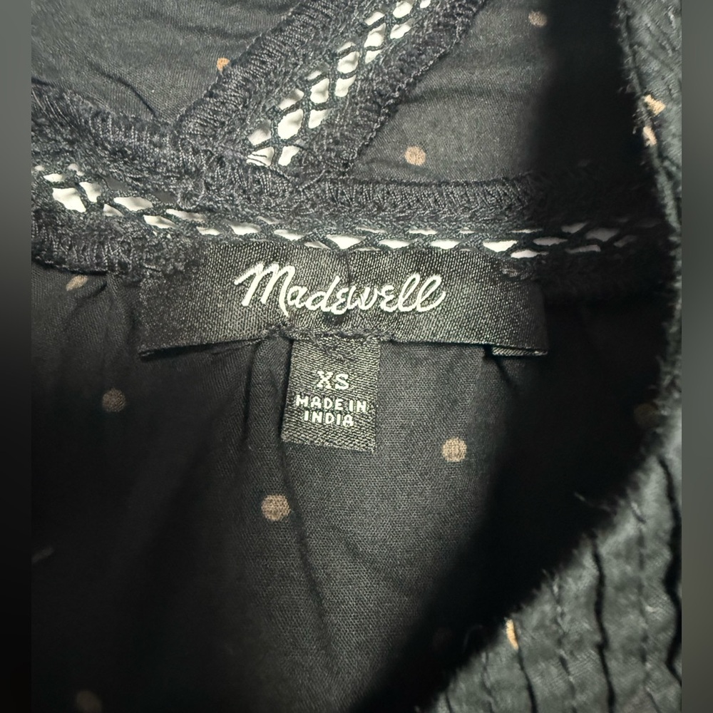 Madewell Voile ruffle pin tuck Black top XS - Picture 11 of 16